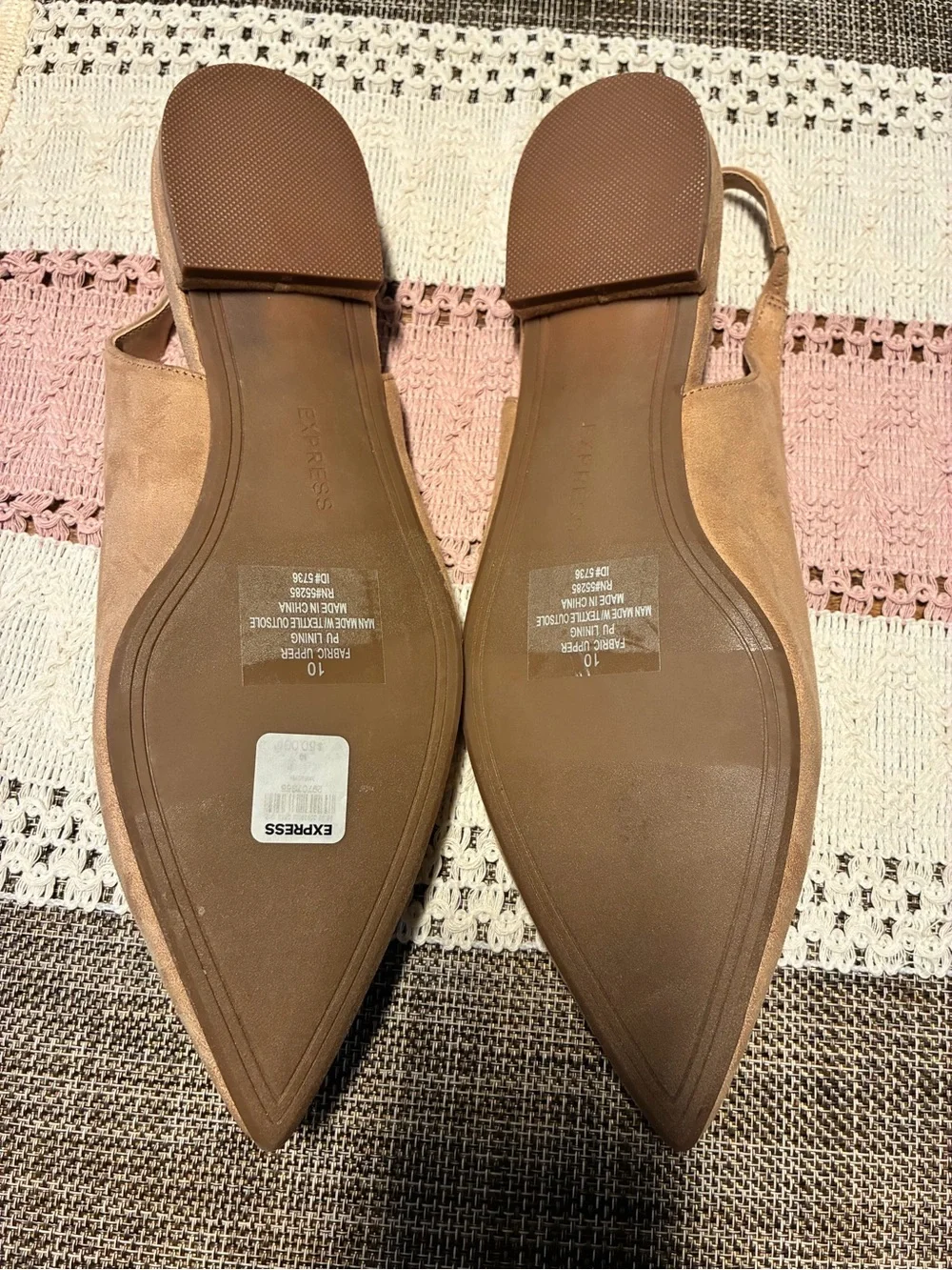 New Express Women's tan Pointed Toe Slingback Flats size 10